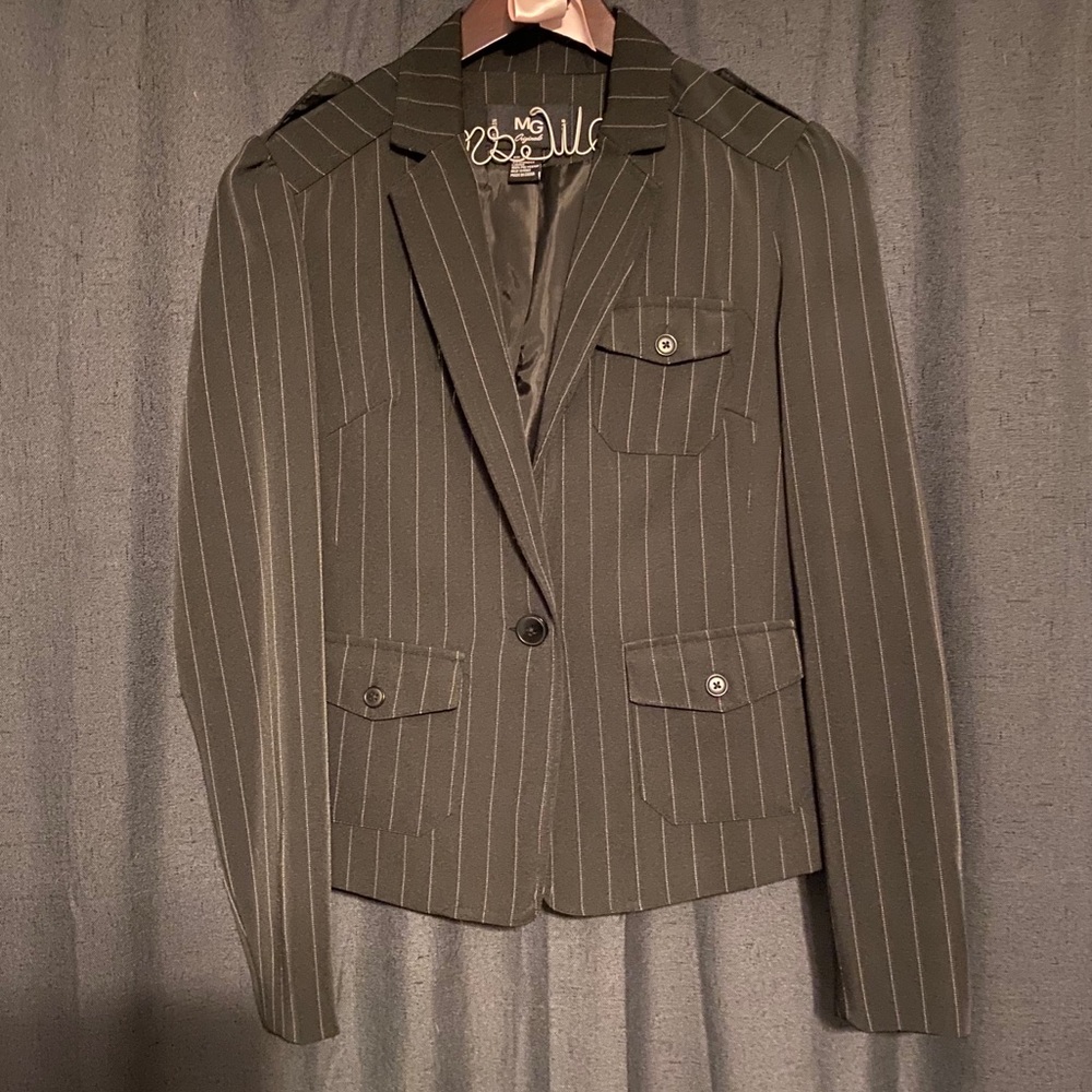 Pin stripe skirt suit